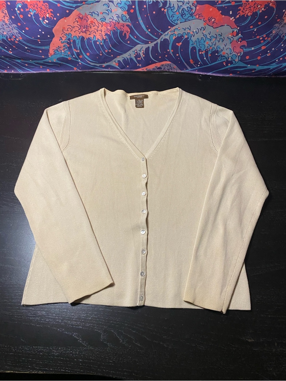 Esperanto Cream V-Neck Button-Front Women's Cardigan
